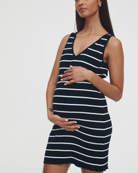Summer Maternity Dress (Navy Stripe) 3