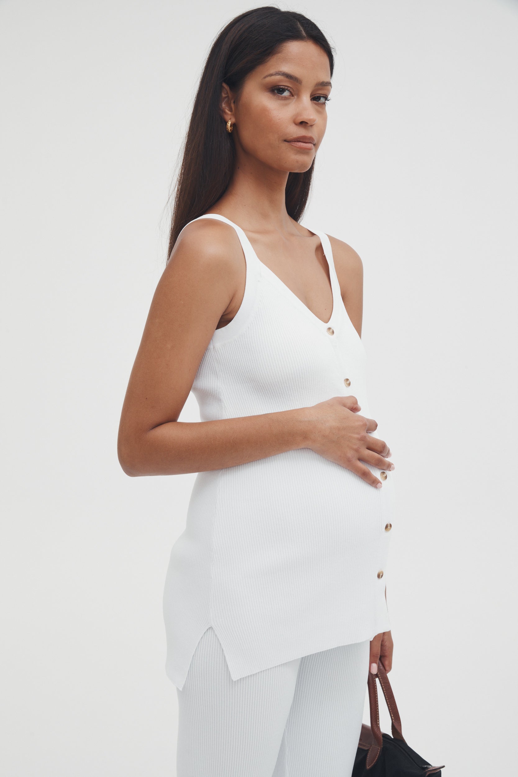 Nursing Tank Top – White with Lace Trim – Baby Birth and Beyond
