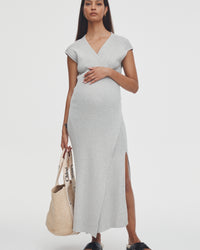 Maternity Wrap Dress (Grey Marle) 1