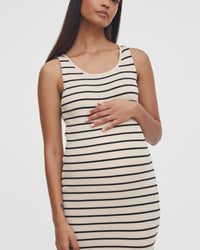 Stretchy Rib Knit Maternity Dress (Stripe) 3