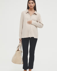 Ribbed Maternity Top (Oatmeal) 2