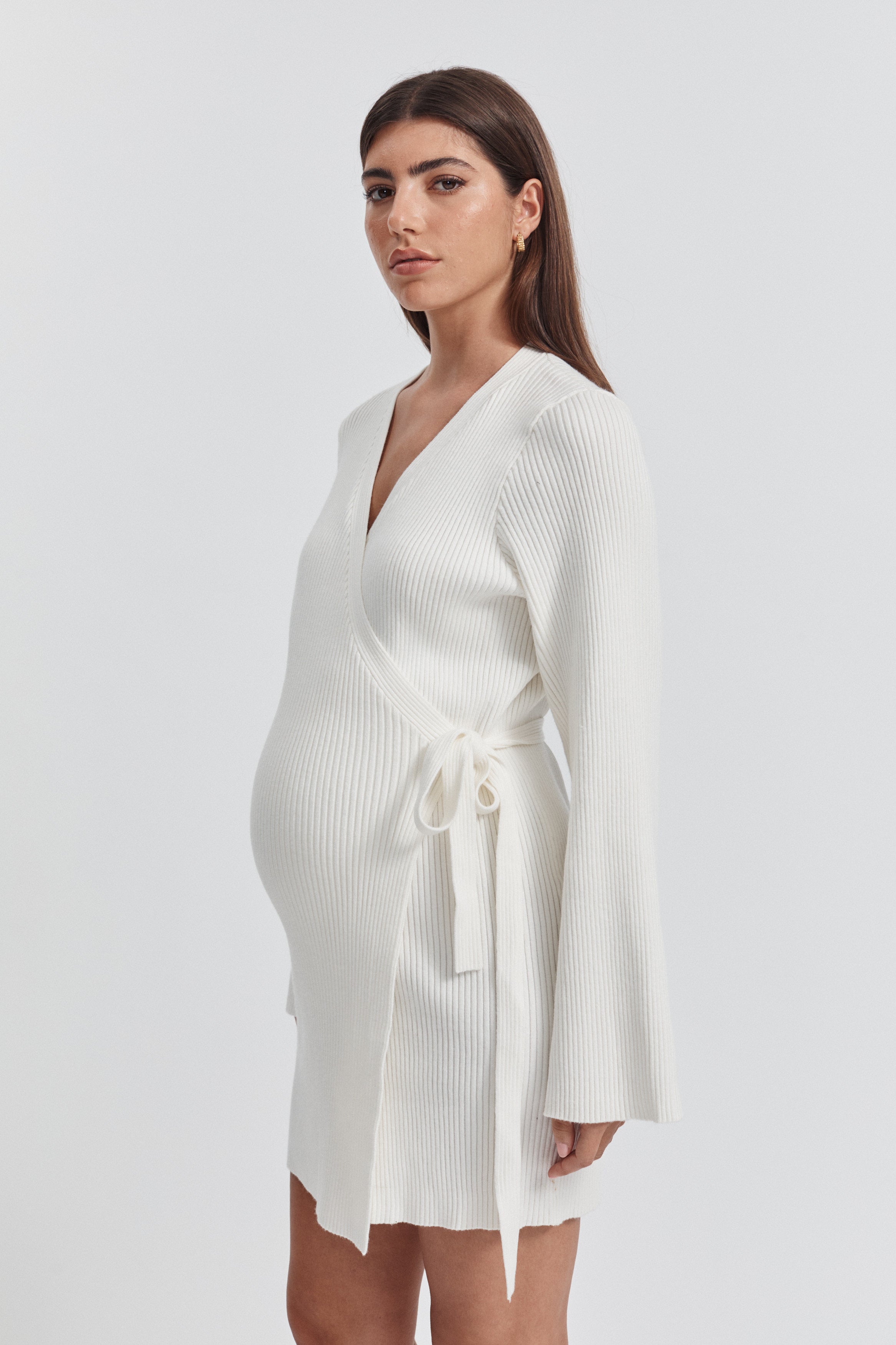 Stylish Maternity Wrap Dress (White) | LEGOE HERITAGE – LÉGOE HERITAGE