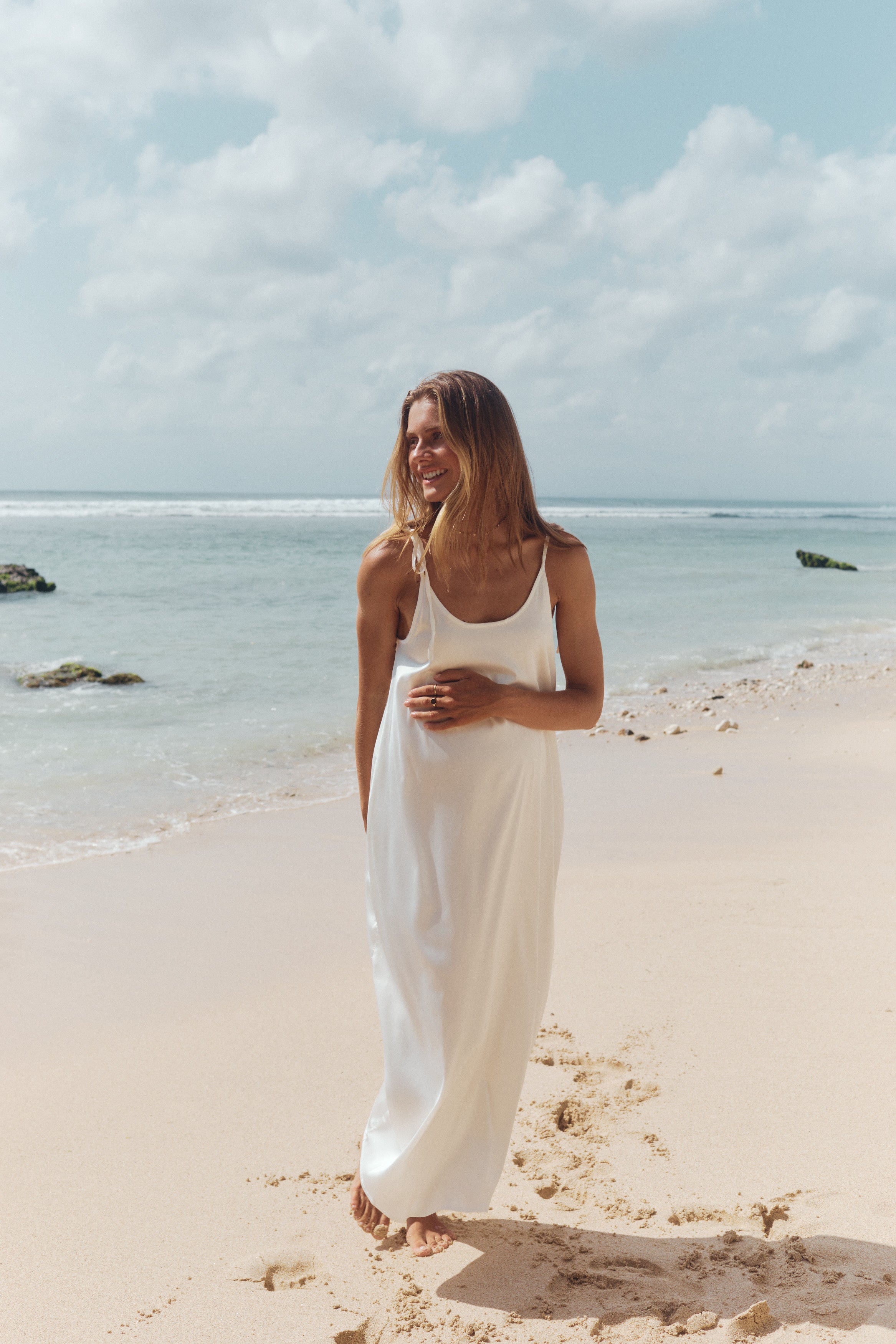 White maternity slip fashion dress