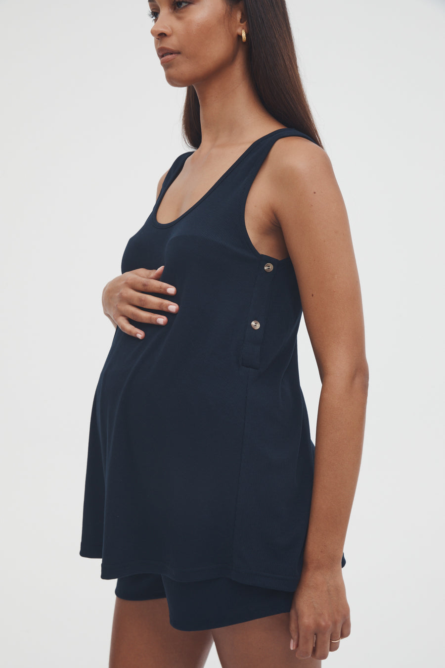 Overbump Stretchy Maternity Shorts (Navy) 4