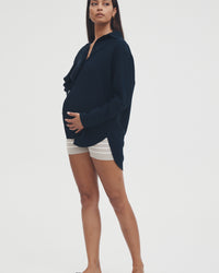 Overbump Stretchy Rib Maternity Shorts (Taupe) 8