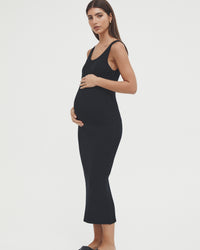 Stretchy Rib Knit Maternity Dress (Black) 4