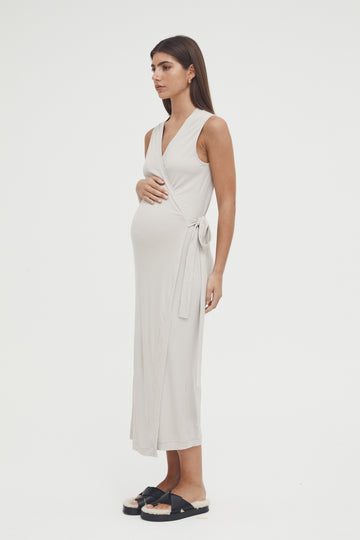 Maternity Wrap Dress (Stone) 1