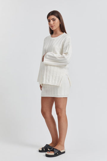 Maternity Cable Knit Skirt (White) 1