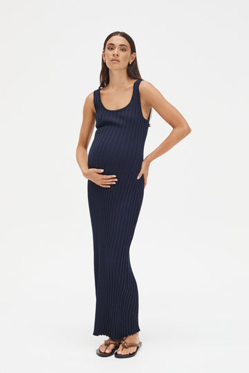 Stylish Maternity Maxi Dress (Navy) 1