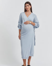 Maternity Wrap Dress (Cornflower) 4