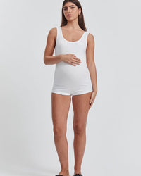 Maternity Cotton Rib Bodysuit (White) 1