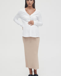 Soft Ribbed Maternity Tee (White) 3
