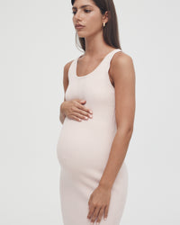 Stretchy Rib Knit Maternity Dress (Pink) 6