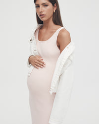 Stretchy Rib Knit Maternity Dress (Pink) 3