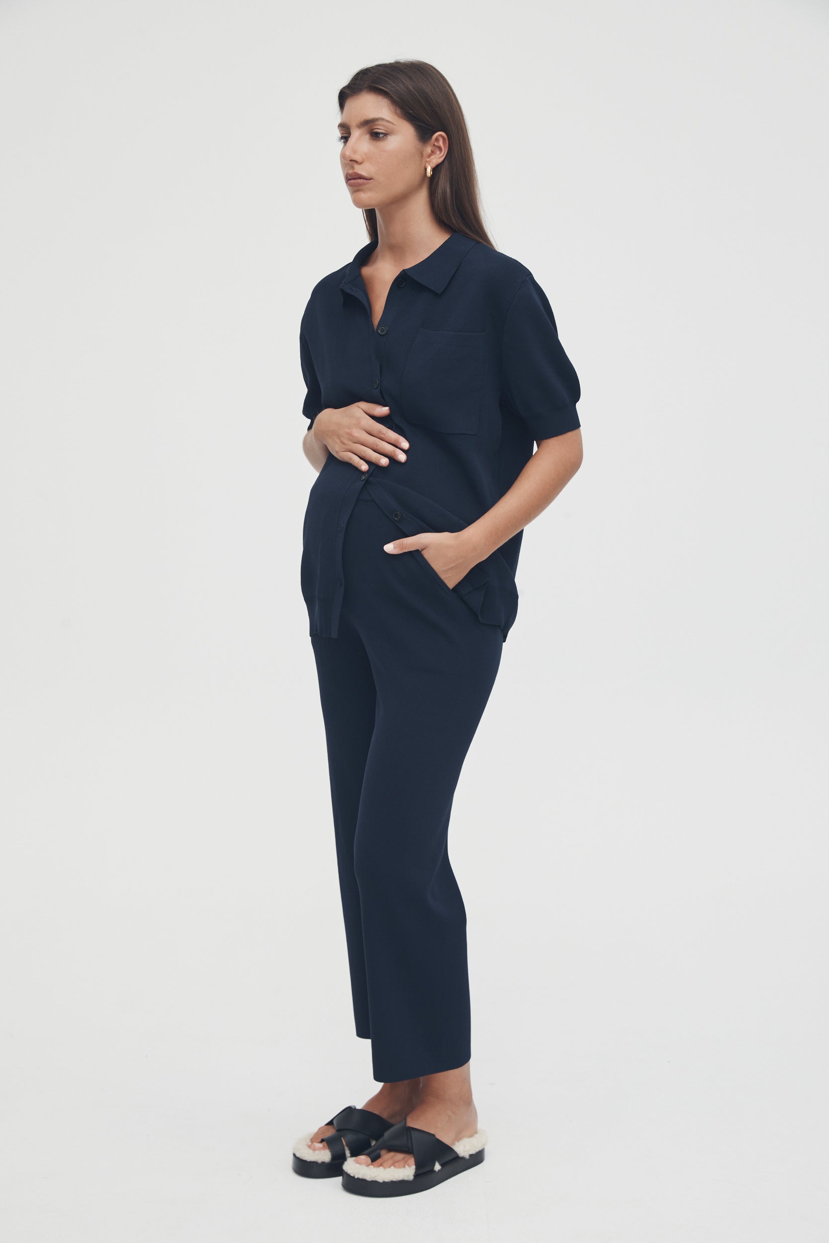Foucome Women's Maternity Pants Over The Belly Comfy Stretch Dress Pants  for Work Career Office Pants, Navy, Small : : Clothing, Shoes &  Accessories