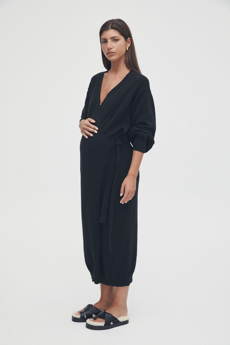 Black Maternity Wrap Dress 3