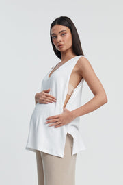 Organic Cotton Wide Strap Tank (White)