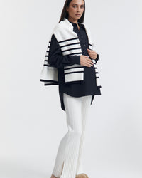 Stylish Stripe Knit Jumper (White/Navy) 8