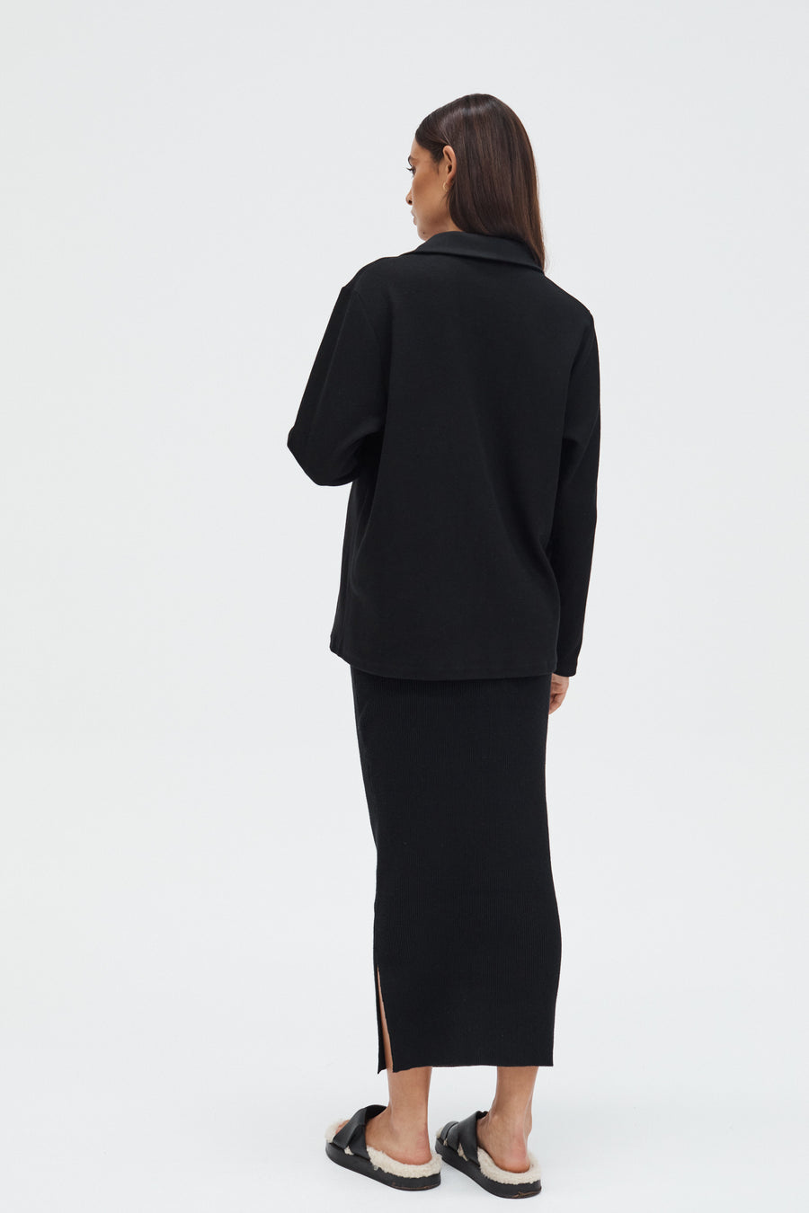 Maternity Ribbed Split Skirt (Black) 7