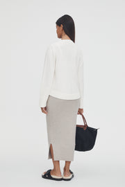 Maternity Ribbed Split Skirt (Taupe Marle) 9