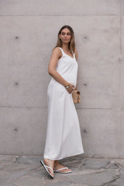 Bias Satin Maxi Dress (Ivory)