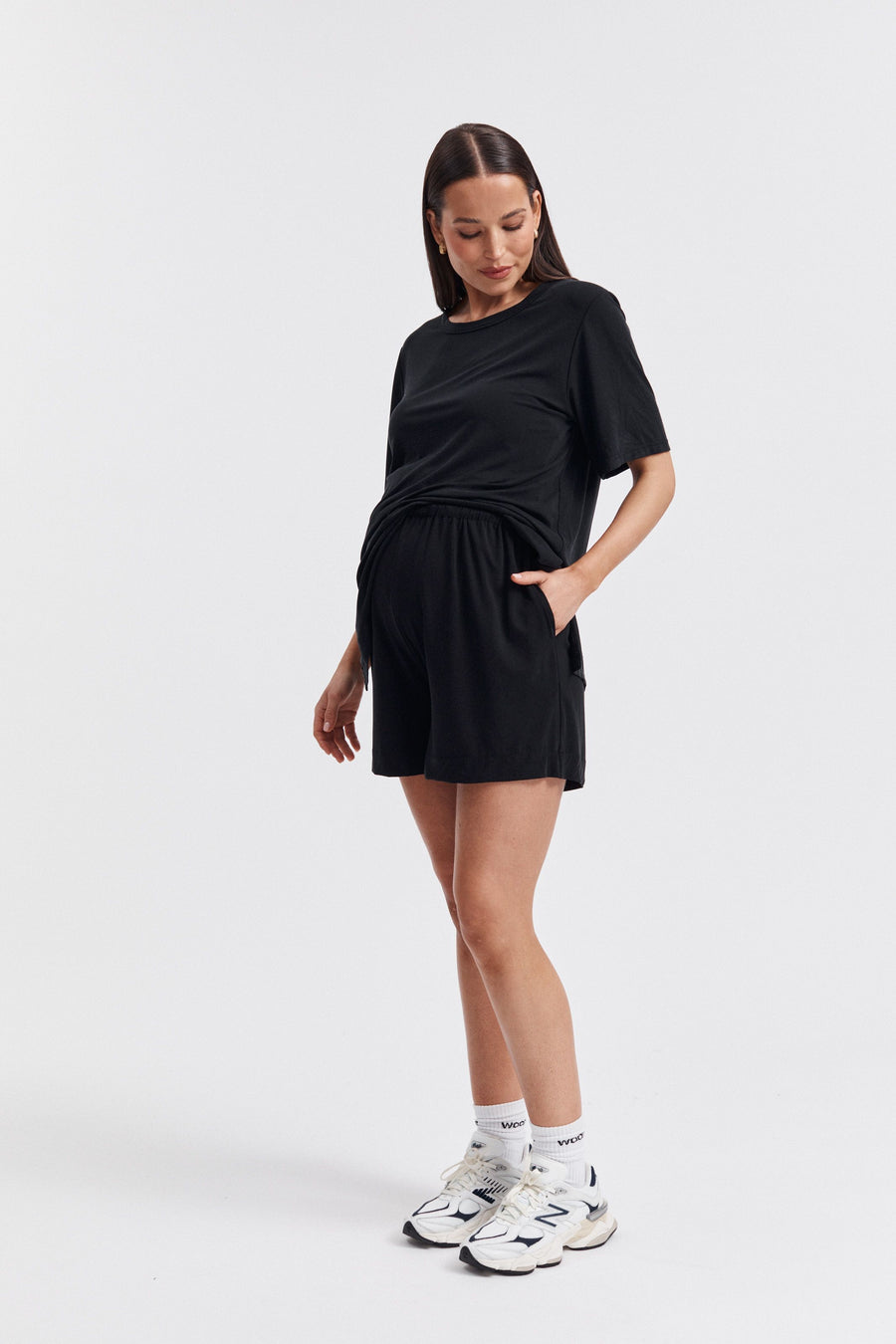 Black Maternity Fluid Jersey Short 3