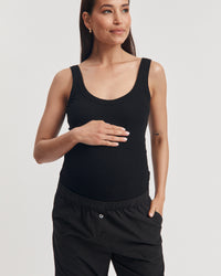 Black Maternity Ribbed Crop Singlet 2