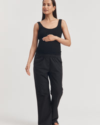 Black Maternity Ribbed Crop Singlet 6