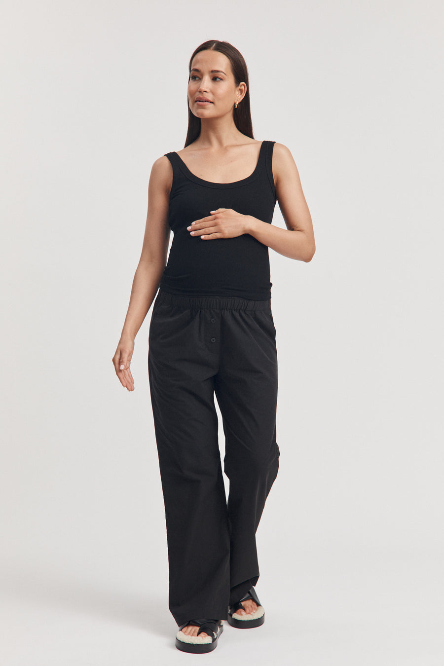 Black Maternity Ribbed Crop Singlet 6