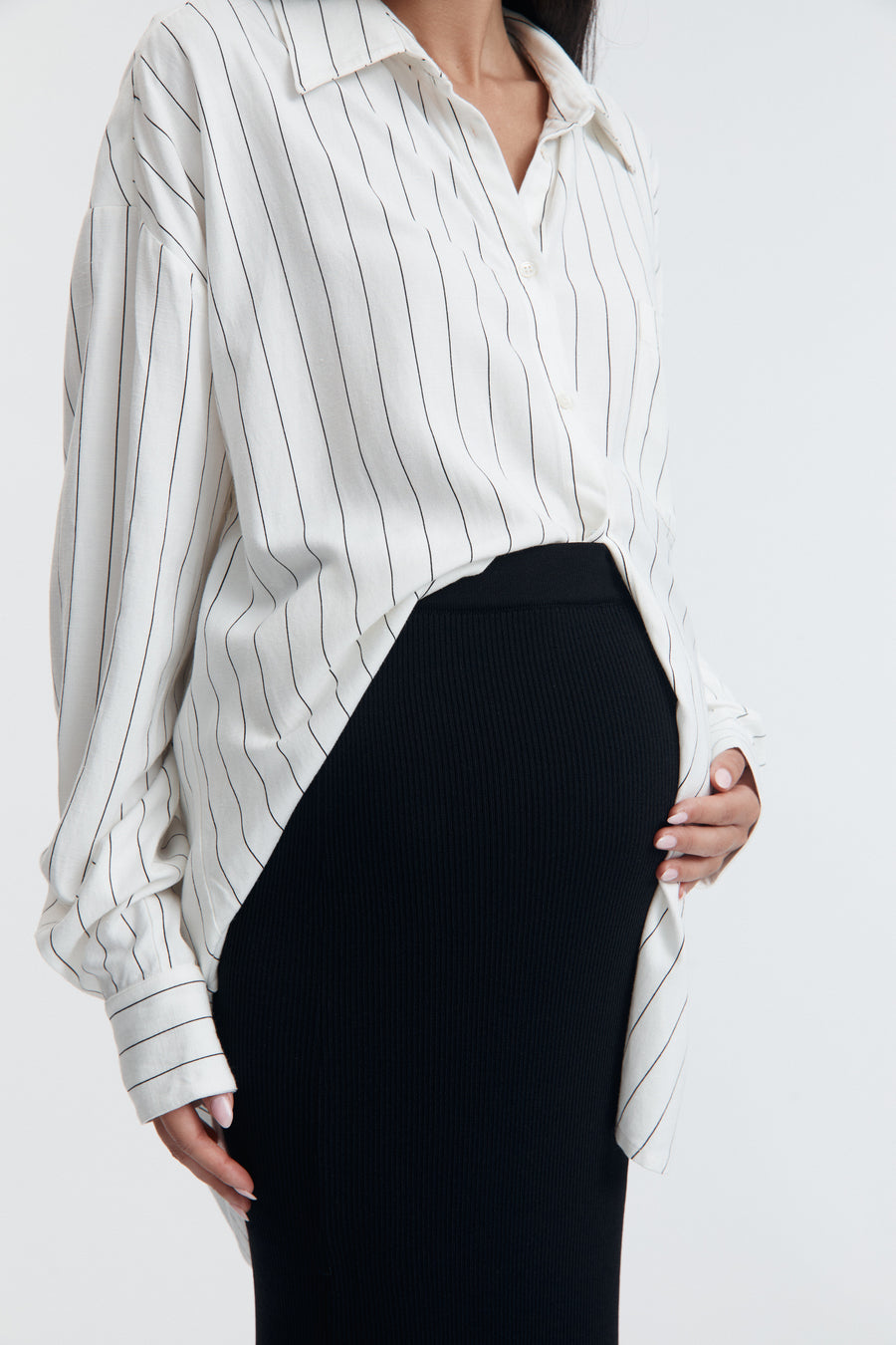 Black Rib Knit Maternity Maxi Skirt 2