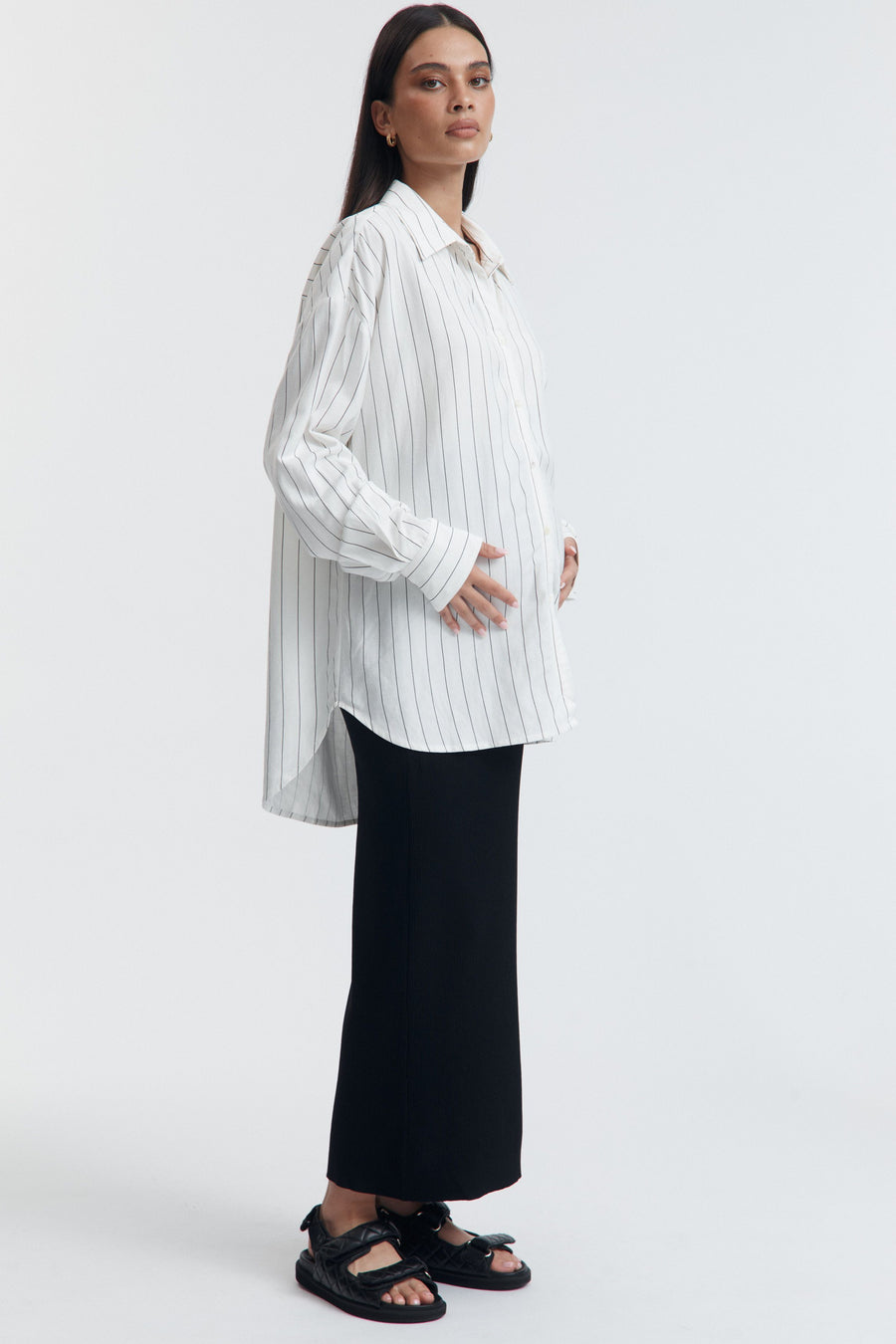Black Rib Knit Maternity Maxi Skirt 4
