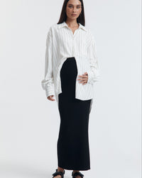 Black Rib Knit Maternity Maxi Skirt 5