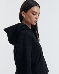 Black Stylish Maternity Cropped Hoodie 2