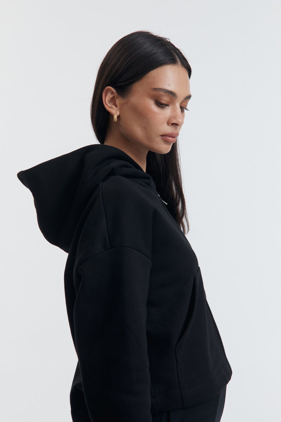 Black Stylish Maternity Cropped Hoodie 2