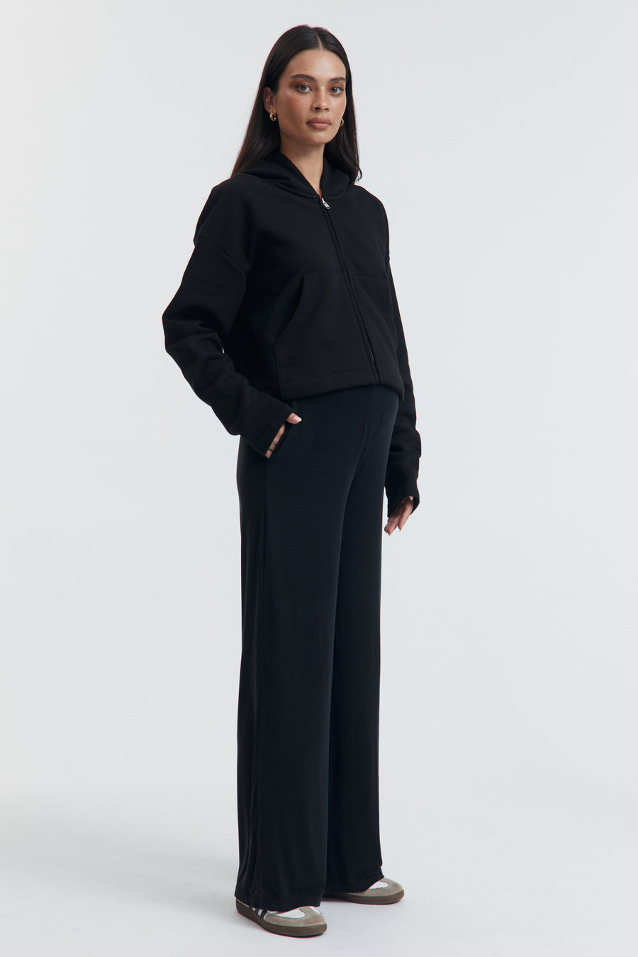 Black Stylish Maternity Cropped Hoodie 4