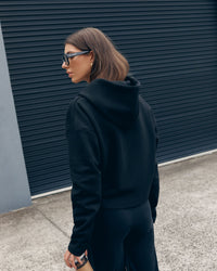 Black Stylish Maternity Cropped Hoodie 5