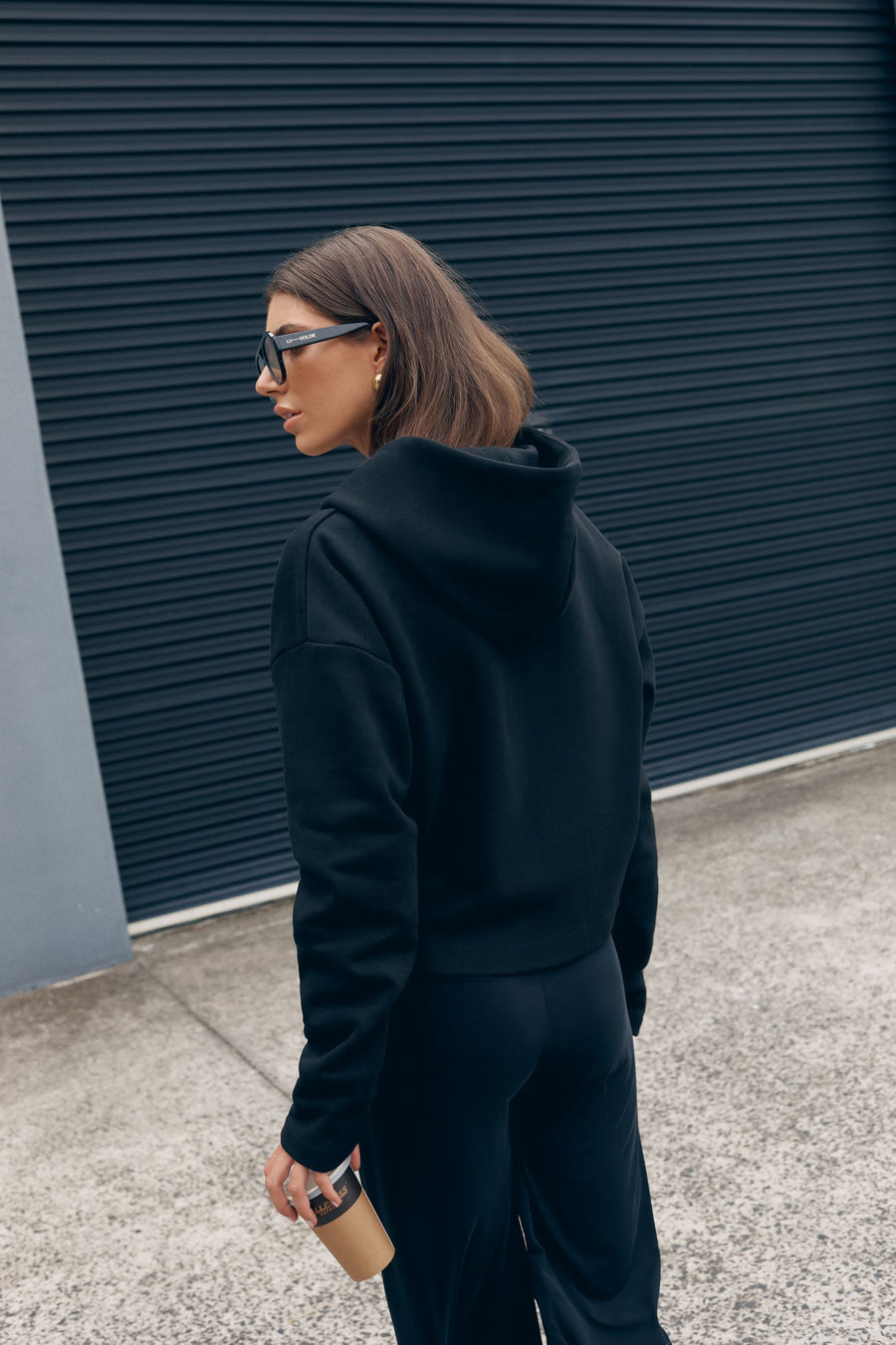 Black Stylish Maternity Cropped Hoodie 5