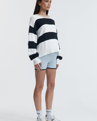 Block Stripe Maternity Lounge Jumper (White/Navy/Tan) 3