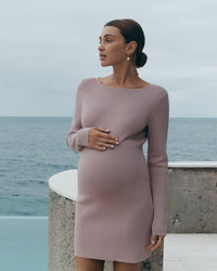 Boat Neck Crepe Dress (Smokey Rose) - FINAL SALE