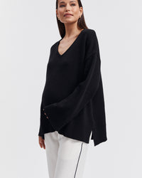 Breastfeeding Friendly Deep V Neck (Black) 1