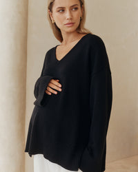 Breastfeeding Friendly Deep V Neck (Black) 5