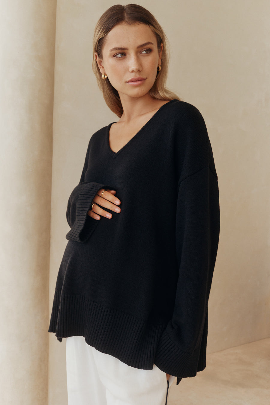 Breastfeeding Friendly Deep V Neck (Black) 5