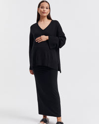 Breastfeeding Friendly Deep V Neck (Black) 6