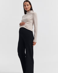 Ribbed Maternity Mock Neck Top (Stone) 5