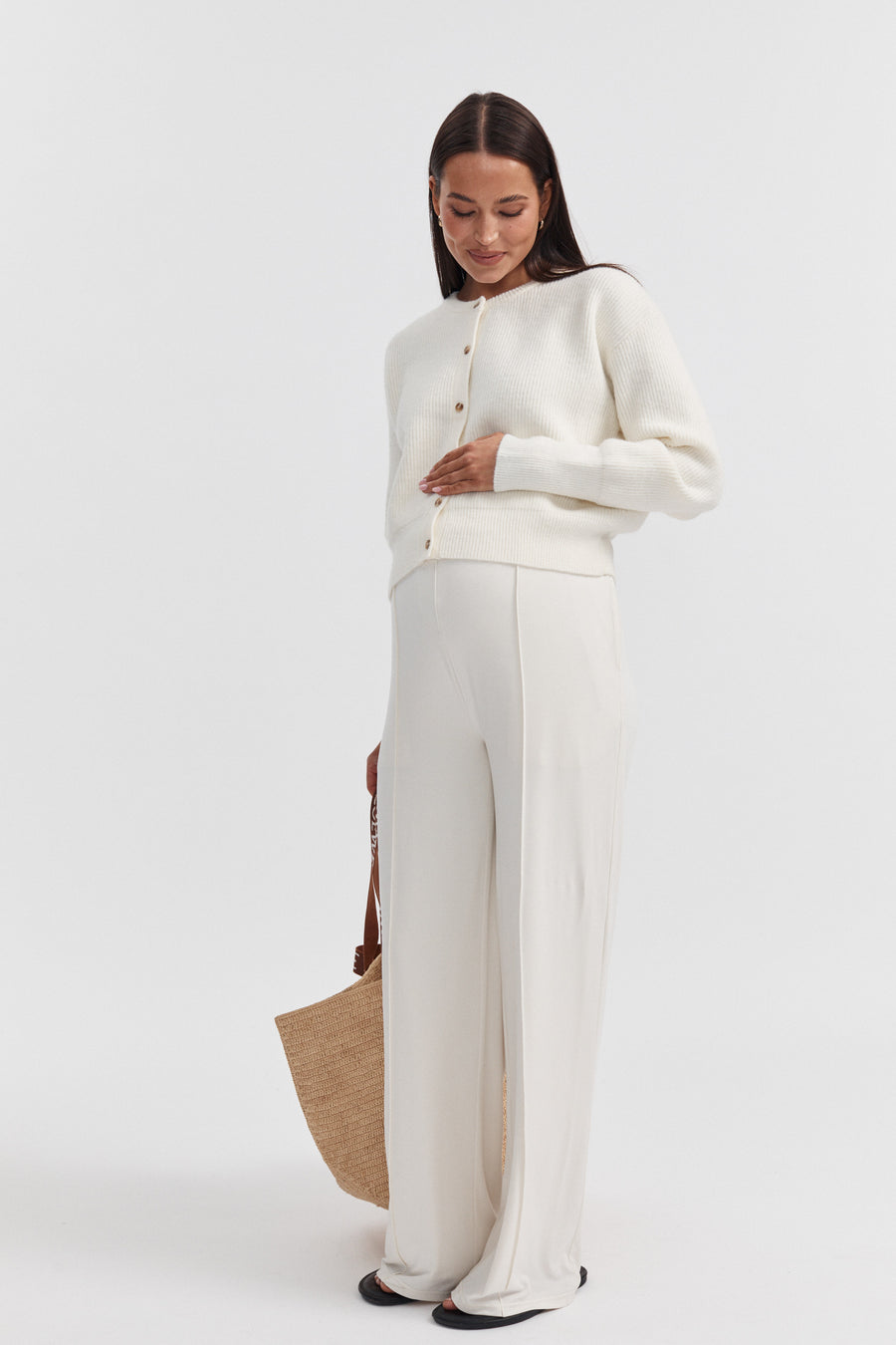 The Best Maternity Work Pant (Cream) 2