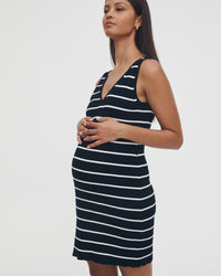 Summer Maternity Dress (Navy Stripe) 6