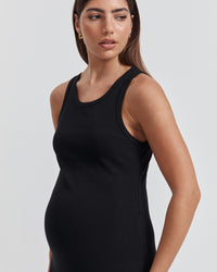 Stylish Maternity Rib Dress (Black) 2