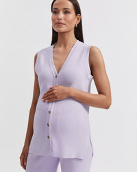 Maternity V Neck Rib Tank (Lavender) 2