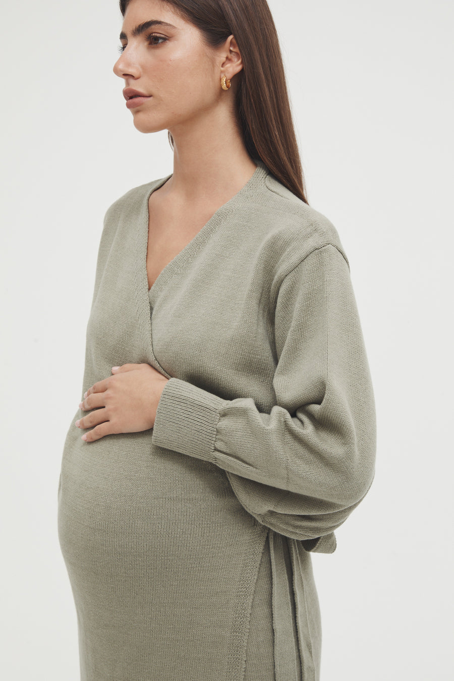 Maternity Wrap Dress (Olive) 2
