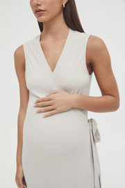 Maternity Wrap Dress (Stone) 2